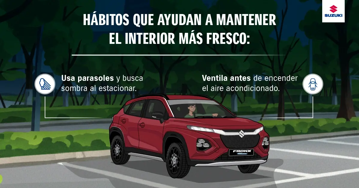 Hábitos para reducir la temperatura dentro de un auto al sol.